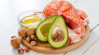 Healthy fats - avocado, salmon and nuts