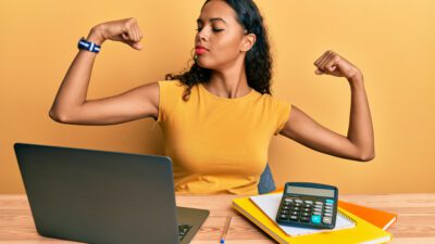 Accounting with young female, black