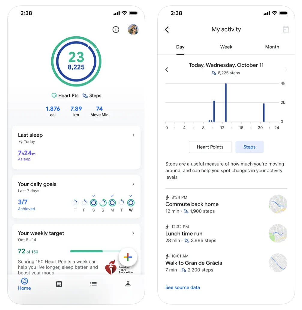 google fit homepage